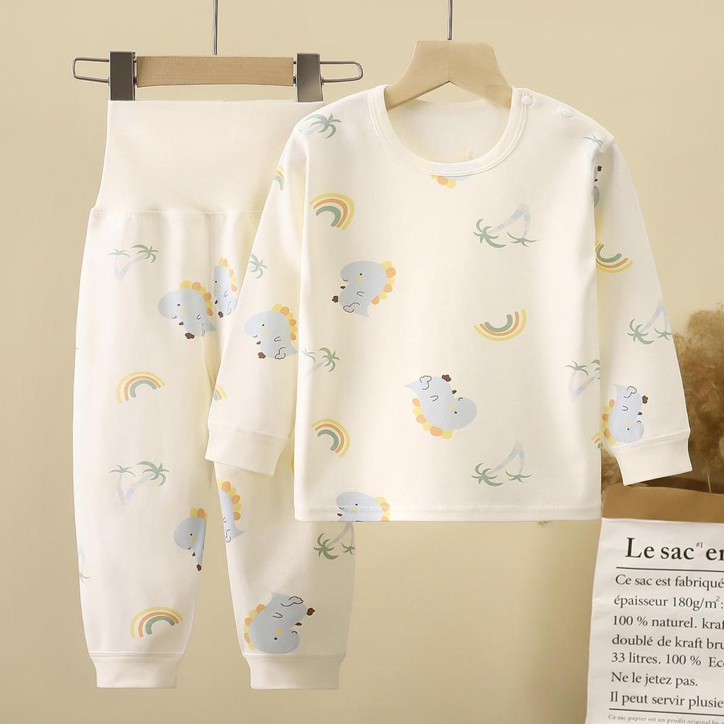 Детский и Малышовый Хлопковый Антибактериальный Комплект Нижнего Белья с Завышенной Талией для Мальчиков и Девочек 0-5 лет - Осенняя Одежда и Брюки