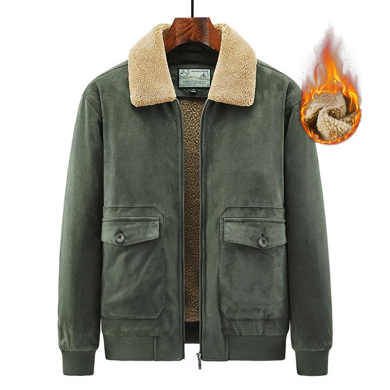 Осенне-зимнее замшевое хлопковое пальто, мужская рабочая одежда с лацканами, плюс бархатная куртка, молодежная свободная куртка в стиле ретро для мужчин
