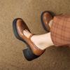Fashion New Spring/summer Genuine Leather Mary Jane Shoes for Women Fashion Rivet Chunky Heel Round Toe Women Pumps Platform Shoes Women