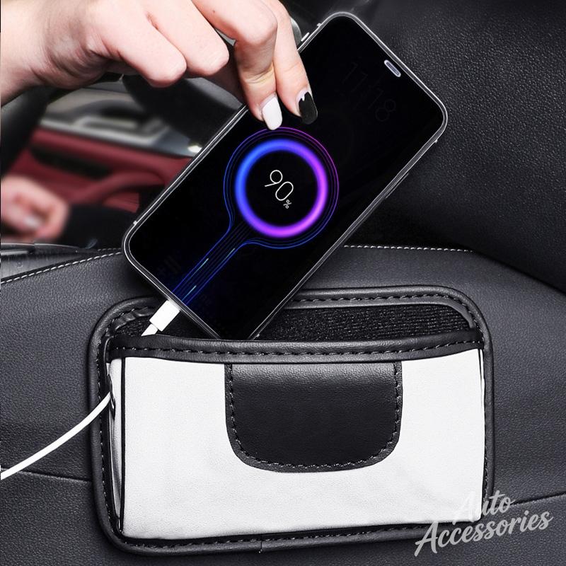 hbcr1 Car Interior Leather Storage Pocket Organizer Bag Seat Tidying Box For Porsche Cayenne Panamera Macan 911 Taycan Boxster sticker