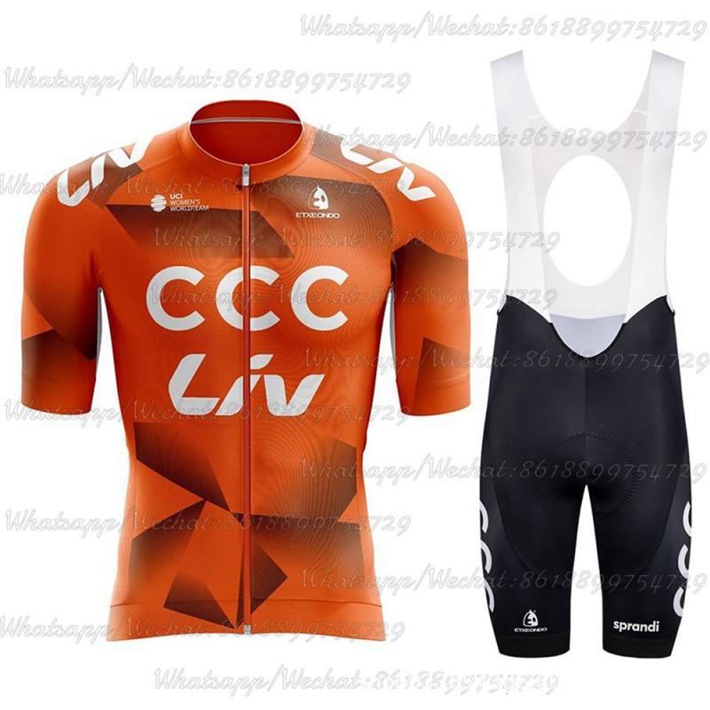 CCC Team Edition Гоночная одежда Мужская Женская Короткий рукав Велосипедный Комплект Защита от солнца Дышащий Для шоссейного велоспорта
