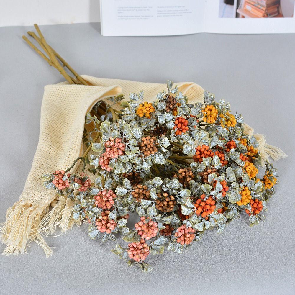 Mini Berries Raspberry Artificial Flowers Autumn Colors Faux Berry Branches Home Decoation