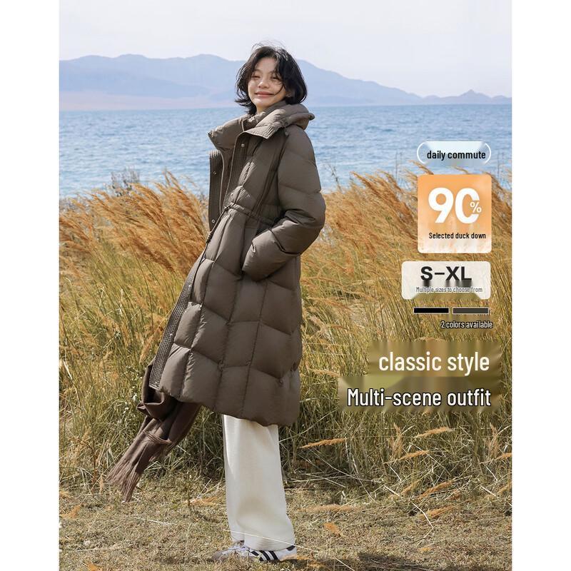 Demana Women's Faux Two-Piece Hooded 90 Duck Down Winter Jacket