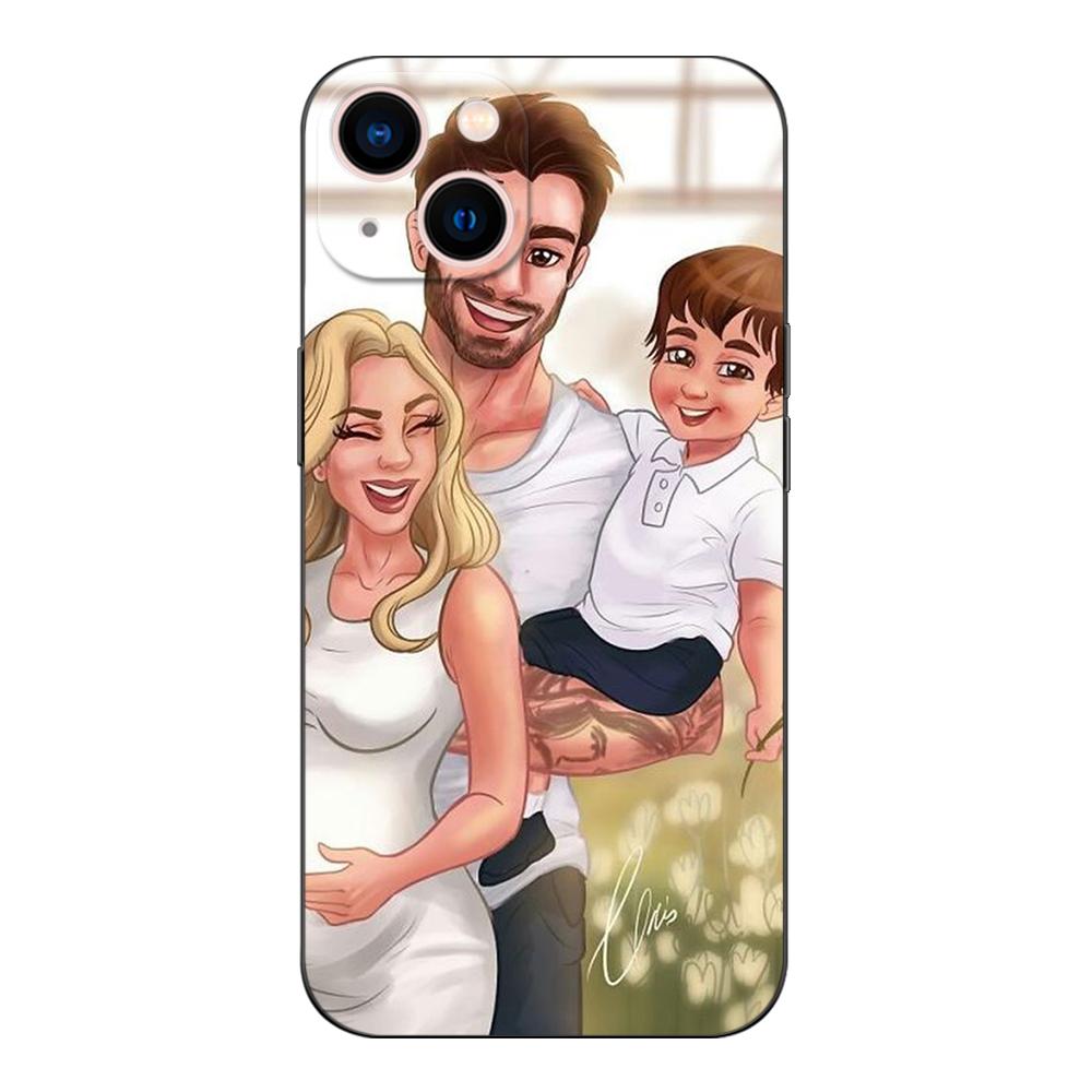 Black Tpu Case For Vivo V5 V5S V7 V9 Youth V11 V11i V15 V17 NEO V20 E V21 V21E V23 V23E PRO 4G 5G Mom Dad Baby Family