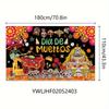 1PCS Day of the Dead Banner - Mexican Day of the Dead Polyester Hanging Decoration with Skull  Marigold  and Skull Patterns