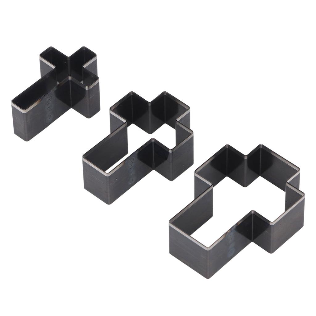 3PCS Crossed Shape Cutting Dies Crossed Shape Hollow Punch Cutter Set for Leather Crafts 69mm 61mm 53mm Height