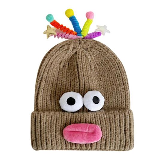 Мультяшная шерстяная шапка с выдвижными щупальцами, теплая вязаная шапочка для детей, головной убор с опорой для катания на лыжах