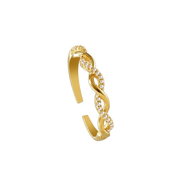 Trendy Open Adjustable Women's Braided Twisted Ring In Geometric Design Perfect For Gifts