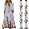 Women's Summer Casual Printing Fashion V-neck Short Sleeved Beach Swing Skirt
