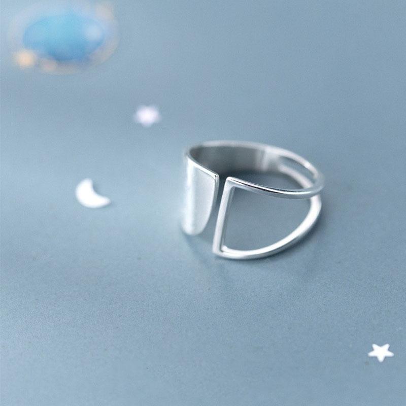 Корейская версия простого геометрического гладкого полого кольца, модное, с индивидуальным нишевым дизайном, открытое универсальное кольцо на указательный палец