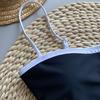 Women One Piece Bikini Vintage High Cut Swimsuit Bandeau Beachwear with Breast