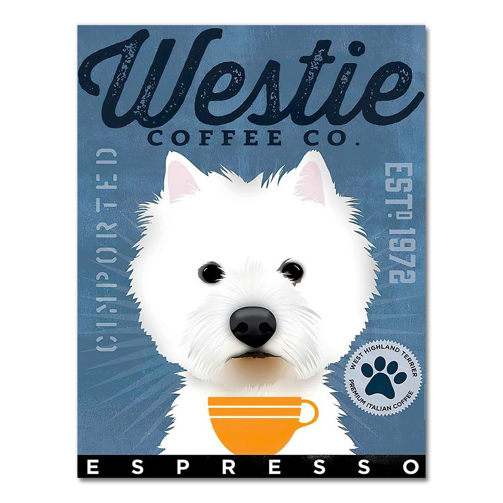 Westie Black Dog Art Coffee Настенный декор милый постер с животными холст живопись домашний декор скандинавское украшение для гостиной