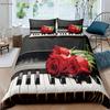 Подарок на День святого Валентина Романтичный Ретро Красная Роза 3D Принт Пододеяльник Комплект Постельного Белья Пододеяльник Наволочка Набор из Трех Предметов