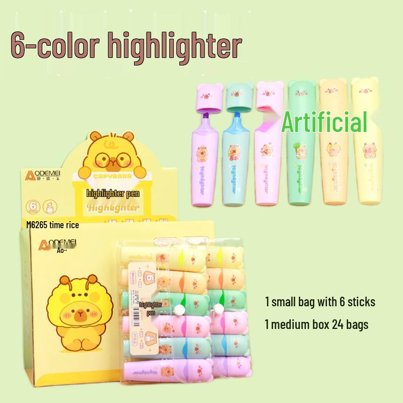 6-Color Large Capacity Fluorescent Glitter Pens with Oblique Tips for Journaling and DIY Projects
