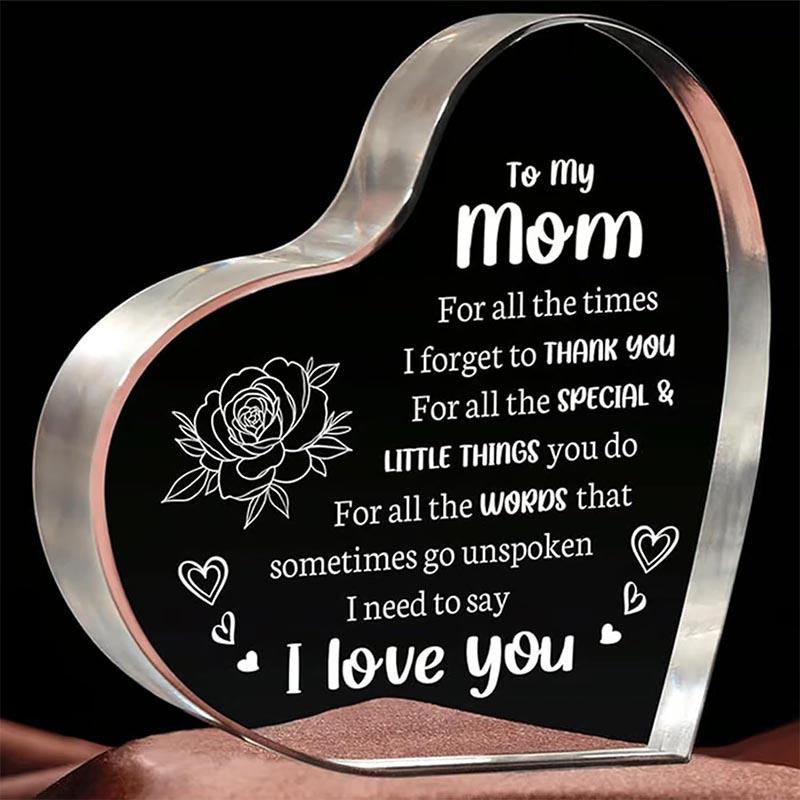 1Pc Heart Shaped Acrylic Block, Acrylic Keepsake for Mom, Personalized Acrylic Plaque Heart Shaped Keepsake, Desk Decoration Signs Present for Family