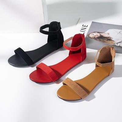 Мода Модные женские сандалии Летние женские туфли на плоской подошве с застежкой-молнией сзади на каблуке Повседневные женские сандалии из коровьей замши Sandalias De Mujer