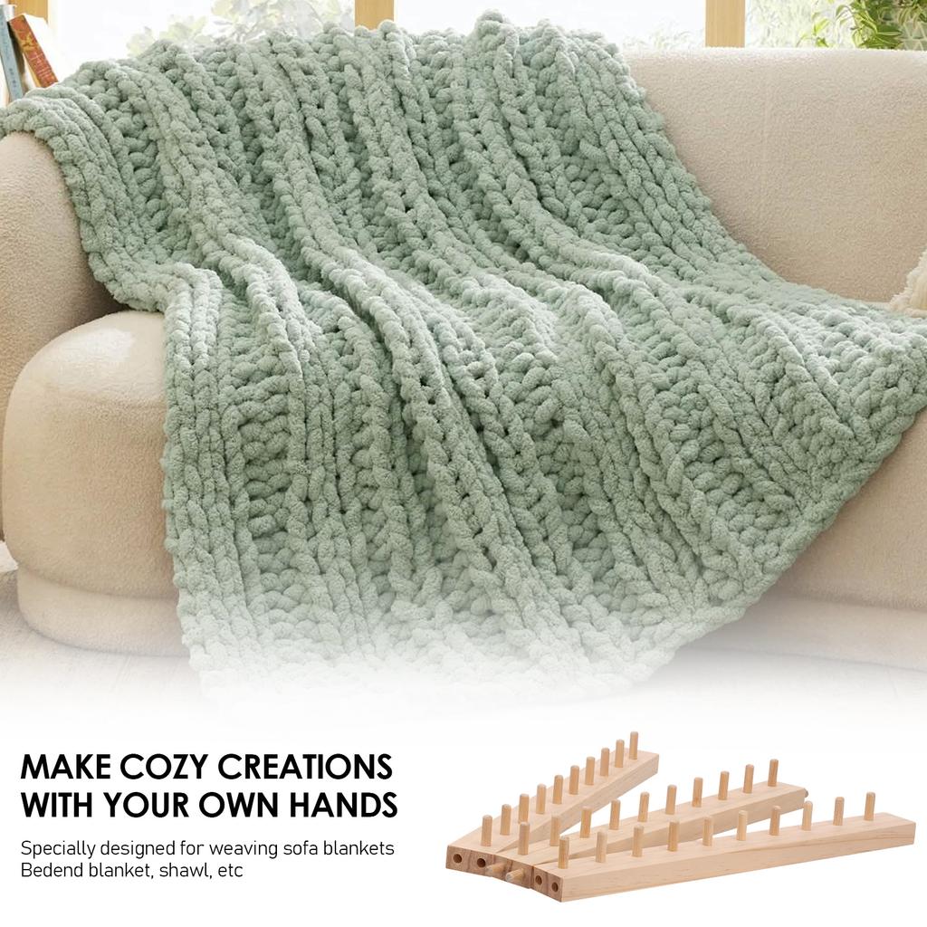 Weaving Loom Knitting Kit Wooden Hand Knitting Machine Kits Chunky Weaving Frame DIY Scarf Blanket Knitting Tools for Beginners
