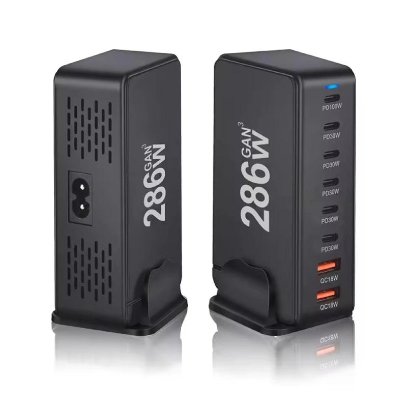 286 Вт Gan Charge Fast 3.0 USB Type C быстрое зарядное устройство мобильное 8-портовое USB Type C PD зарядное устройство удобное для переноски планшета зарядное устройство