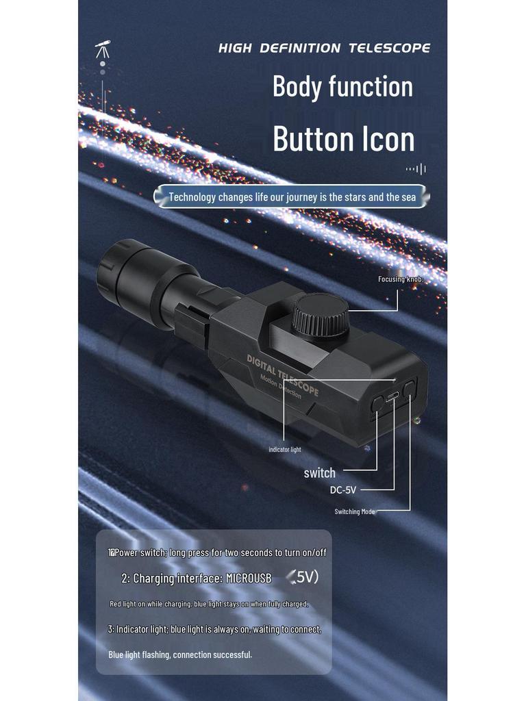 Цифровой монокулярный телескоп высокого разрешения с Wi-Fi - Высокое увеличение и ручной