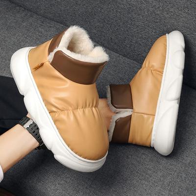 Модные зимние мужские плюшевые туфли для женщин, мюли для дома, теплые пушистые нескользящие ботинки из хлопка и меха