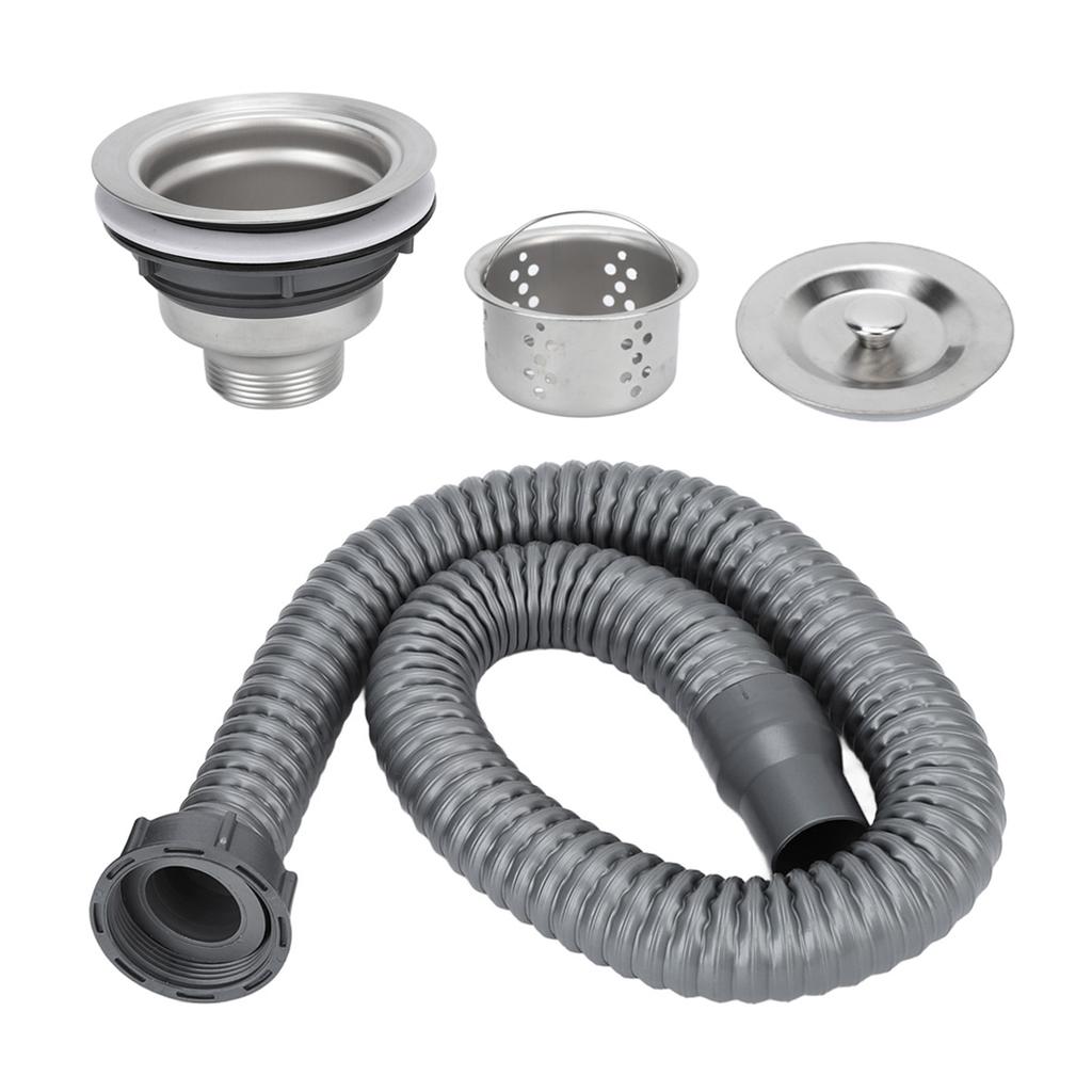 Bathtub Drain Stopper Strainer Stainless Steel Large Size Hair Catcher Drain Strainer Set with Tube