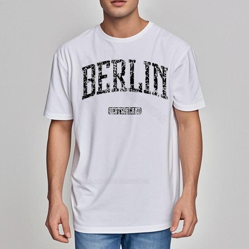 Unisex teeshirt Soft Fashion Tshirt Berlin Print On Black Shirt Travel Unisexs Tshirt Hiphop Classic Tshirt Short sleeve
