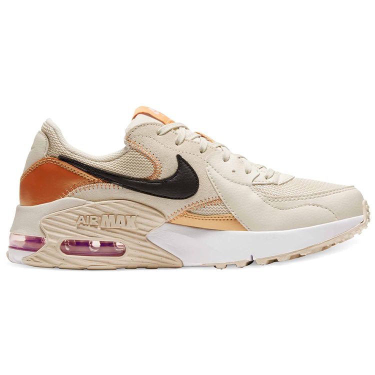 Nike Air Max Excee Спортивный комфорт Ткань Синтетическая кожа Низкий верх Воздушная подушка Повседневные кроссовки для бега Женские кроссовки Бежевый Оранжевый CD5432-107