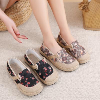 Весенние новые женские туфли Mori в стиле ретро, пасторальные туфли рыбака, дышащие льняные ленивые туфли с одной педалью, старые пекинские тканевые туфли для женщин
