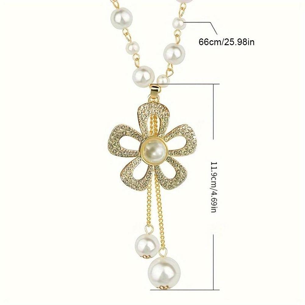 1Pcs Elegant Temperament Pearl Necklace Vintage Sweater Chain  Women's Jewelry Accessories