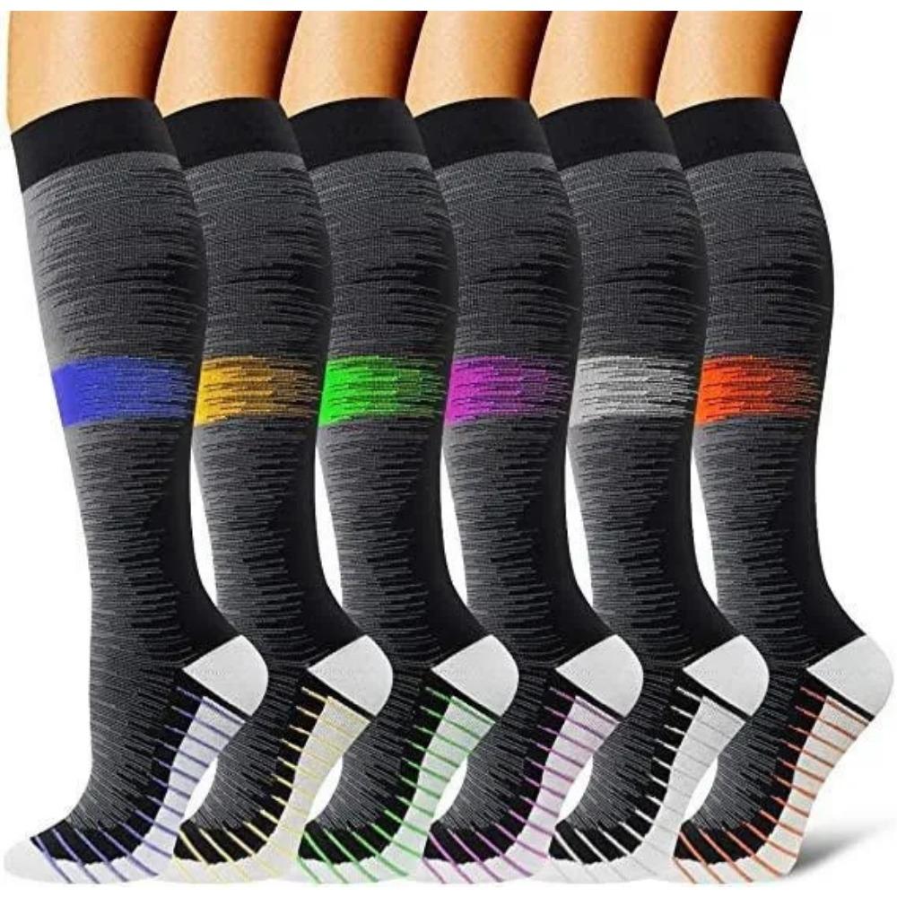 6pairs Copper Double Color Put Together Compression Socks Women & Men Best for Running,Medical,Athletic Sports,Flight Travel, Pregnancy