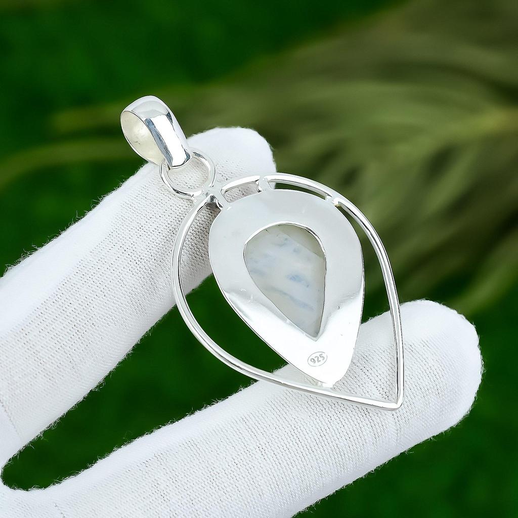 Подвеска с натуральным радужным лунным камнем из стерлингового серебра 925 пробы, индийские украшения