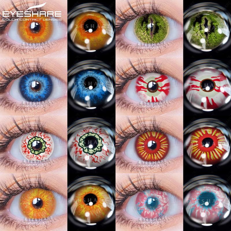 1Pair Anime Color Contact Lenses for Eyes Yearly Red Lenses Black White Lenses Halloween Eye Lens Cosplay Eye Contacts