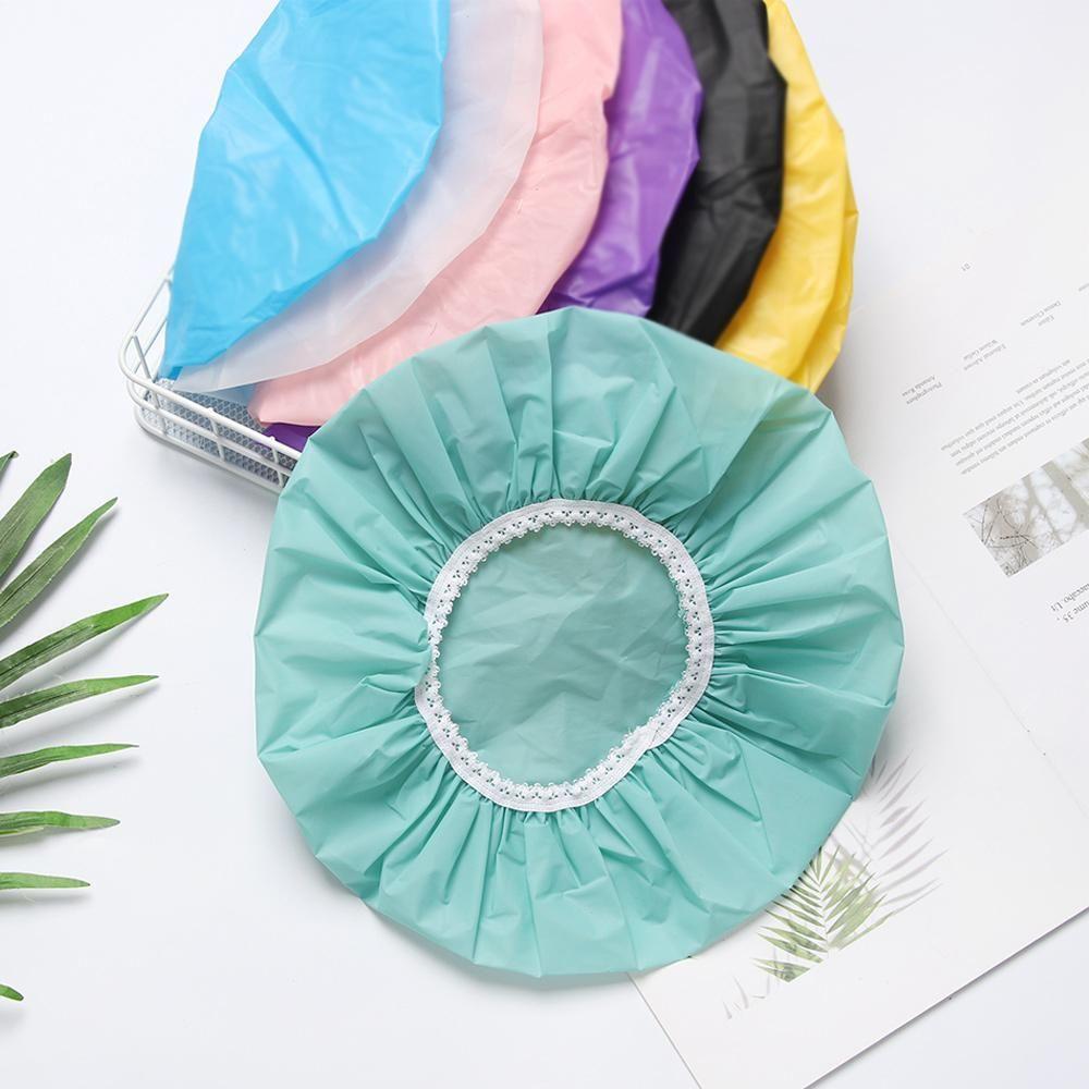 New Bathroom Supplies Salon Product Bathing Shower Cap Waterproof Hats Hair Protect Elastic Band