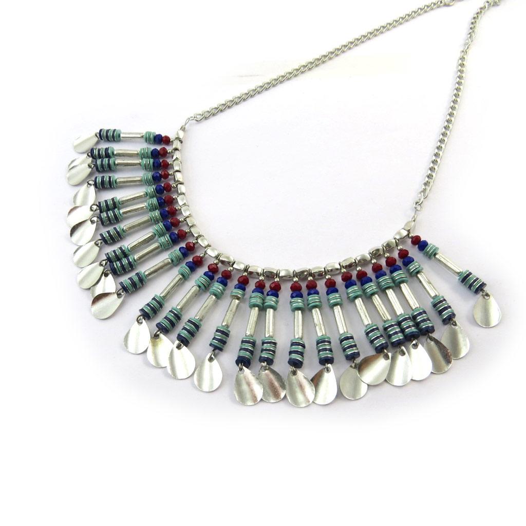 Les Trésors De Lily [N4076] - Designer Necklace 'Navajos' Turquoise Silver