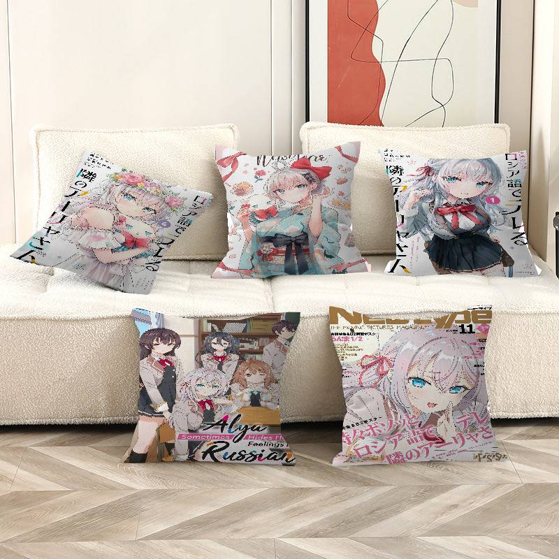 Anime Alya Sometimes Hides Pillow Anime Pillow Sofa Bed Head Pillow Cover Cushion Cover 45X45 Cm Fashion