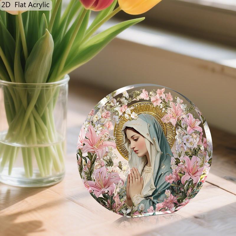 1pc Virgin Mary & Nativity Ornament - Religious Statue, Praying Hands Icon for Christmas, Holy Night Home/ Office/ Church Decor, Centerpiece Gift 