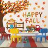 Whaline 100Pcs Happy Fall Tree Bulletin Board Decorations Thanksgiving Maple Leaf Tree Pumpkin Scarecrow Cutouts Autumn Classroom Decor for Fall