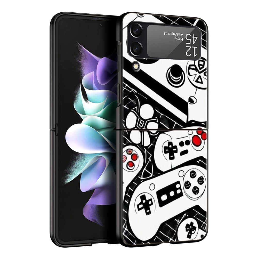 Game Controller Graphic Hard PC Phone Case For Samsung Galaxy Z Flip 7 6 5 4 Black Cover For Galaxy Z Flip 3 Foldable Fundas Bag
