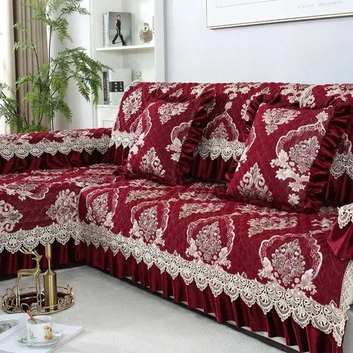 Универсальная большая юбка Four Seasons, чехол для дивана, европейский стиль, нескользящий коврик для дивана, роскошная кружевная подушка для гостиной, полотенце для дивана