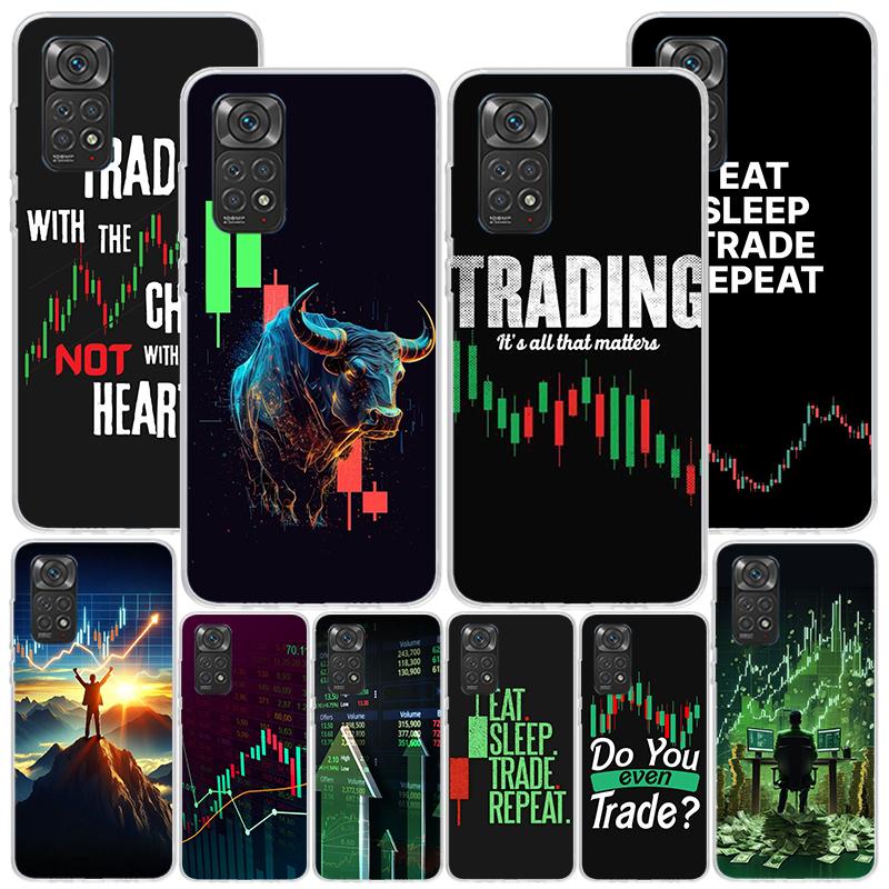 Trade Investment Forex Stock Market Phone Case For Xiaomi Redmi Note 15 14 13 12S 12 11 Pro Plus 14S 11S 11E 10 10S 11T 5G Perso