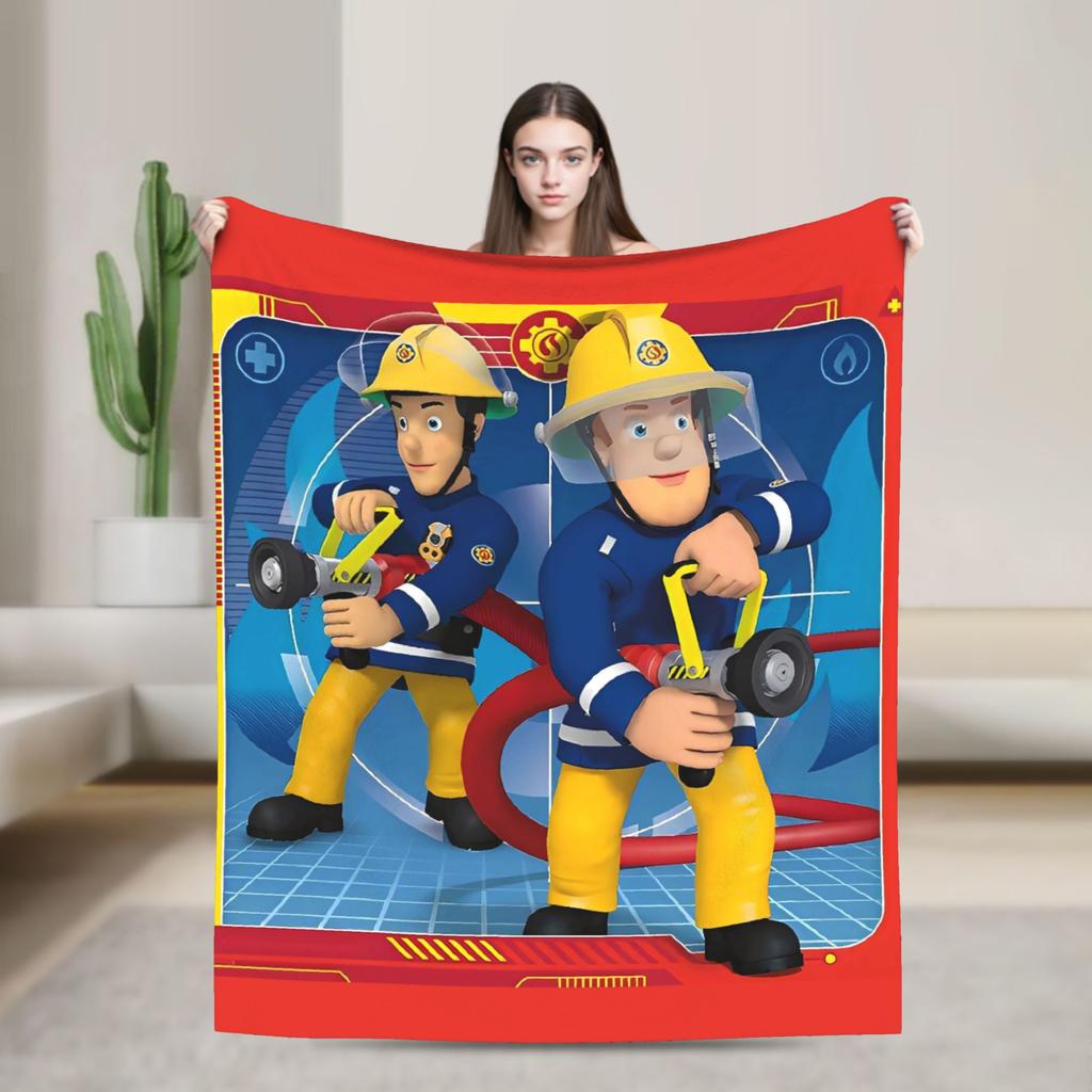 Firemans Sams Flannel Blanket Winter Super Warm Throw Blanket for Girls Boys Outdoor Pattern Bedspread Sofa Bed Cover