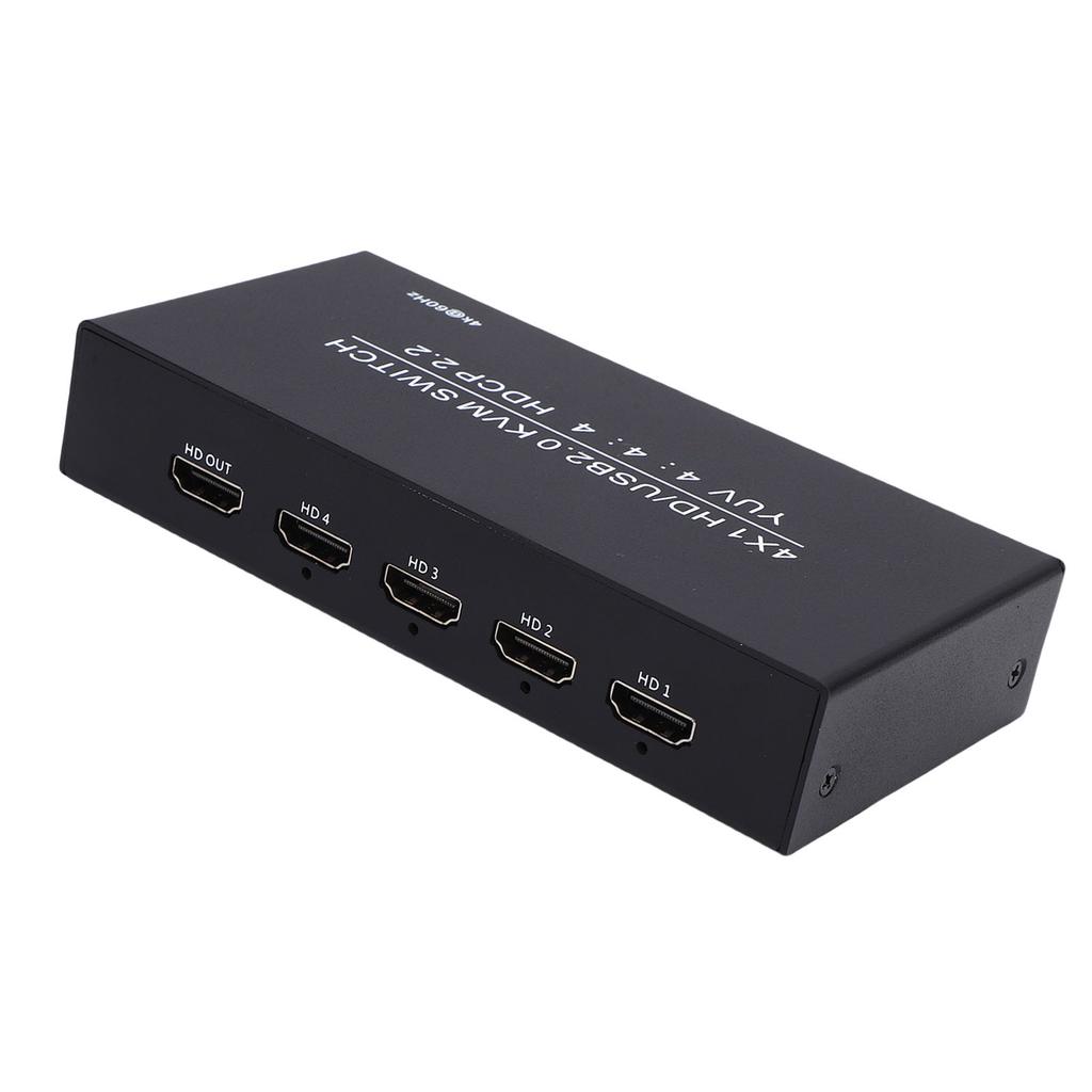 4x1 HD USB2.0 KVM 4K 60Гц Мультимедиа для совместного использования дисплея, клавиатуры, мыши, принтера 4 порта USB Type C и 4 кабеля