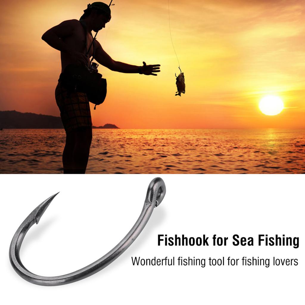 30pcs Perforated Sharp Barbed Carbon Steel Hook Fishhook for Sea Fishing (6#)