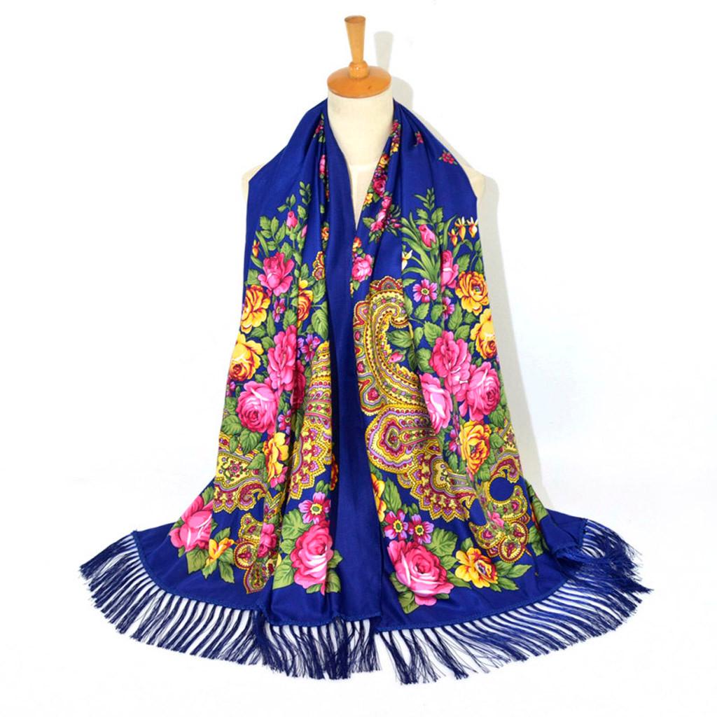 Women Lady -Custom Print tie Tassel Square Scarf Wrap Shawl Travel Scarve