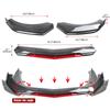 Sharp Gloss Black Red Tongue Передний бампер Губа Подбородок Спойлер Разделитель Диффузор Комплект кузова Отделка Защитный кожух воздухозаборника Универсальный Большинство автомобилей