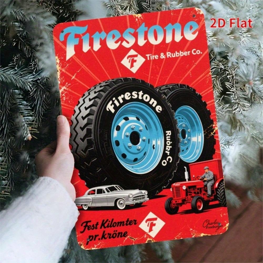 FIRESTONE Vintage Tin Sign x Inch Rustproof Iron Wall Decor for Garage Bar Man Cave