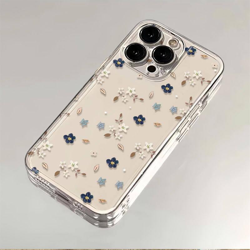 Белый Синий Цветочный Чехол для Телефона для iPhone, Huawei, VIVO, Xiaomi и OPPO