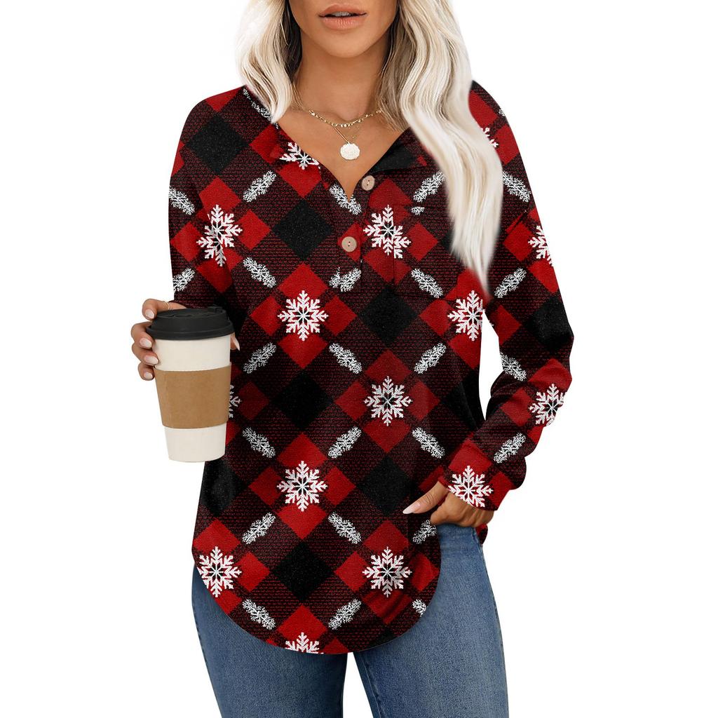 Women's Fashion Long Sleeve Christmas Loose Long Sleeve Casual Top