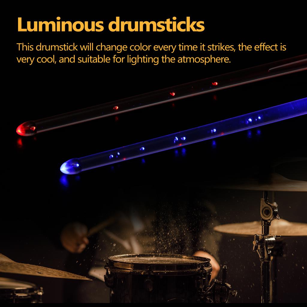 A Pair of Glow Drumsticks 15-Colors Light Drumstick Light Up Drumsticks Jazz Drumstick Drum