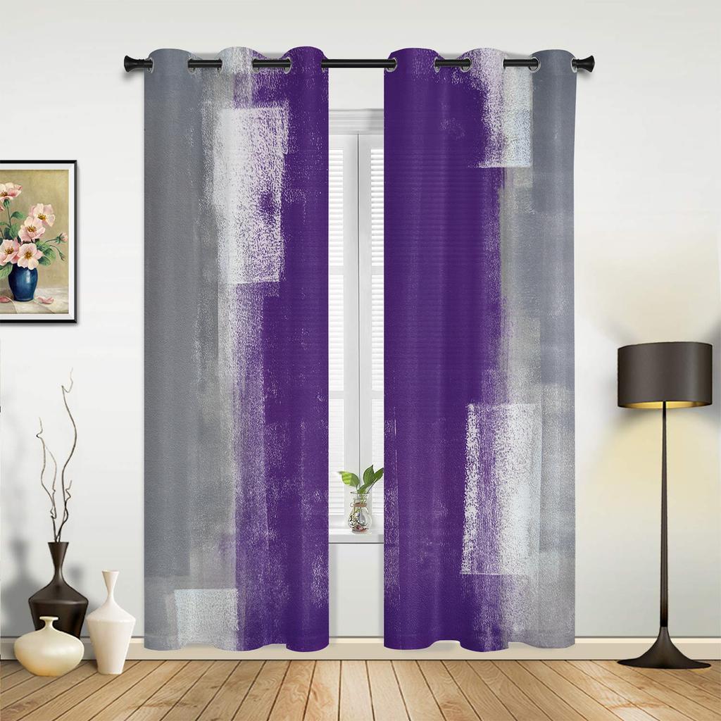 Orange Gray Abstract Oil Painting Texture Curtains for Bedroom Living Room Drapes Kitchen Kid's Room Window Curtain Home Decor